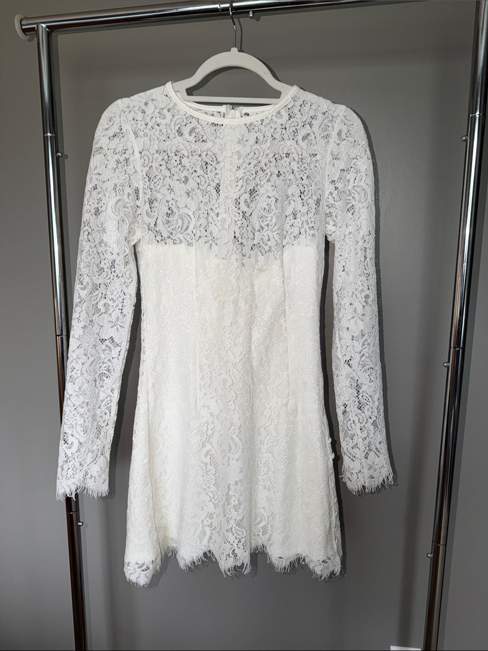 Lulu's White Lace Long-Sleeve Mini Dress